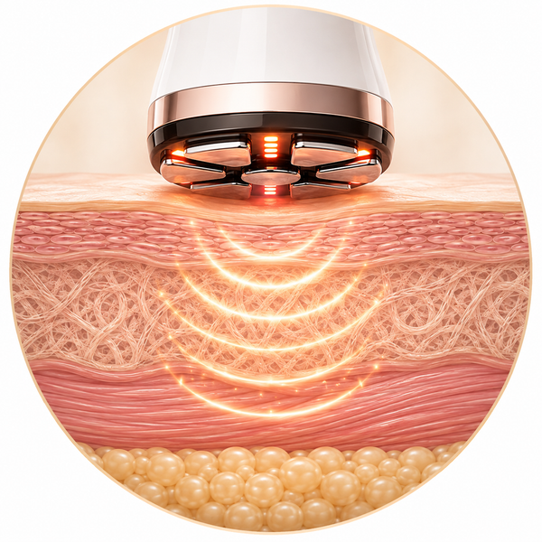 Collagen fibres drawing tighter in the deeper layer of skin