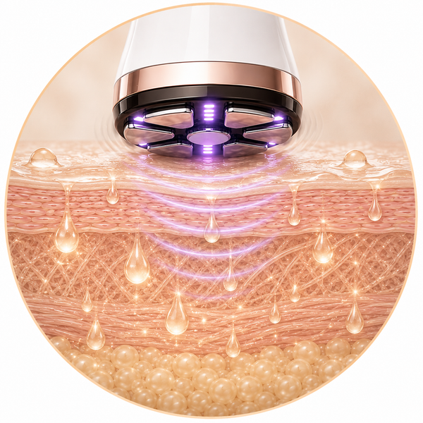 Serum droplets absorbing into the skin surface